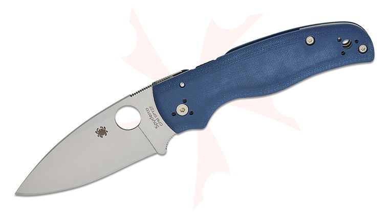 Spyderco Shaman Compression Lock Folding Knife 3.58 inch CPM-SPY27 Satin Plain Blade, Cobalt Blue G10 Handles