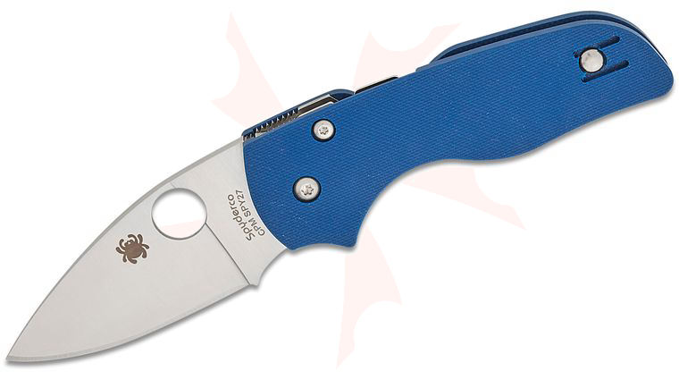 Spyderco Lil' Native Compression Lock Folding Knife 2.47 inch CPM-SPY27 Satin Plain Blade, Cobalt Blue G10 Handles