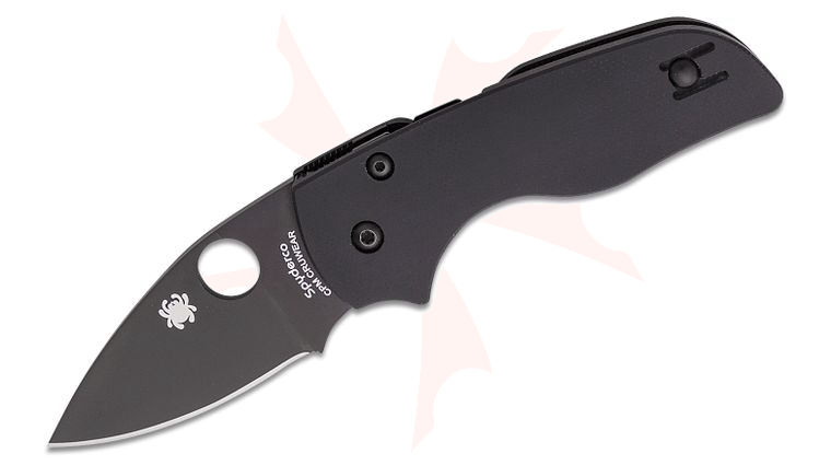 Spyderco Lil' Native Compression Lock Folding Knife 2.47 inch CPM-CruWear Black Plain Blade, Smooth Black G10 Handles - KnifeCenter Exclusive