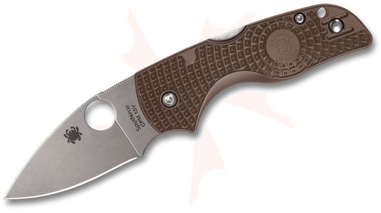 Spyderco Lil' Native Lightweight Lockback Sprint Run Folding Knife 2.42 inch CPM-15V Stonewashed Plain Blade, Brown FRN Handles, Reversible Wire Clip