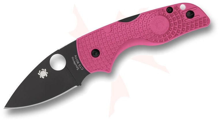 Spyderco Lil' Native Lightweight Lockback Folding Knife 2.42 inch CTS-BD1N Black DLC Plain Blade, Pink FRN Handles, Reversible Wire Clip