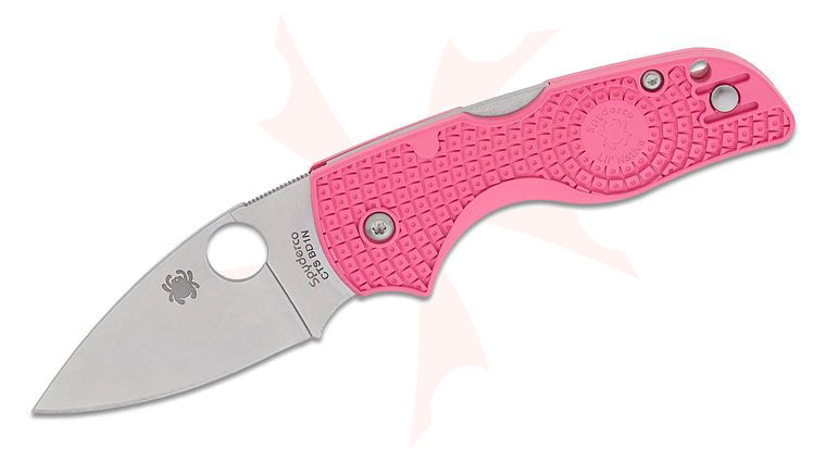 Spyderco Lil' Native Lightweight Lockback Folding Knife 2.42 inch CTS-BD1N Satin Plain Blade, Pink FRN Handles, Reversible Wire Clip