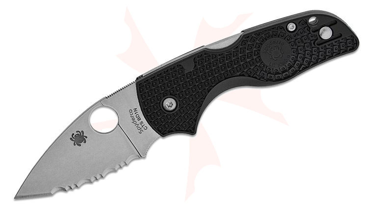 Spyderco Lil' Native Lightweight Lockback Folding Knife 2.47 inch CTS-BD1N Satin Serrated Blade, Black FRN Handles