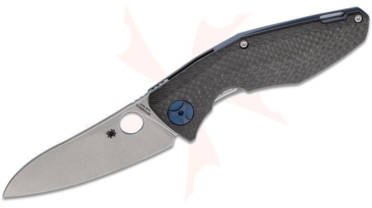 Spyderco Dmitry Sinkevich Drunken Folding Knife 3.5 inch S90V Stonewashed Plain Blade, Carbon Fiber and Titanium Handles