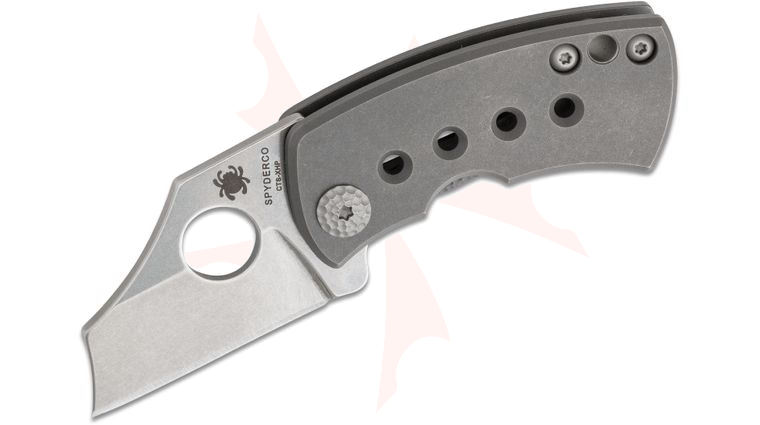 Spyderco Jonathan McNees McBee Folding Knife 1.52 inch CTS-XHP Wharncliffe Plain Blade, Milled Titanium Handles