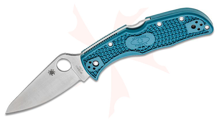 Spyderco Endela Lightweight Folding Knife 3.41 inch K390 Satin Plain Blade, Blue FRN Handles