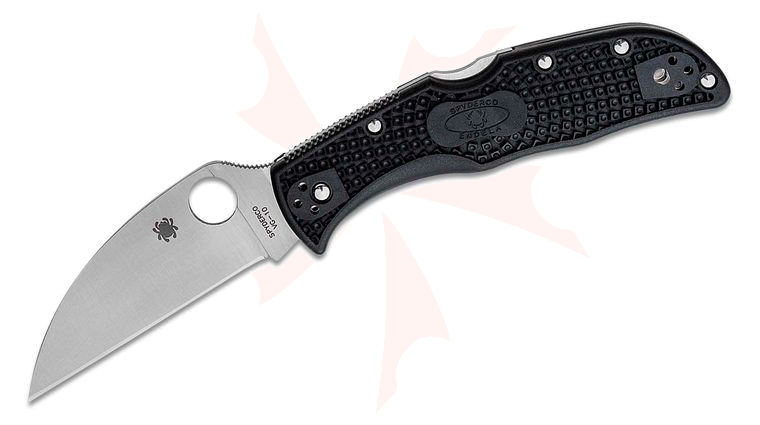 Spyderco Endela Wharncliffe Lightweight Folding Knife 3.4 inch VG10 Satin Plain Blade, Black FRN Handles