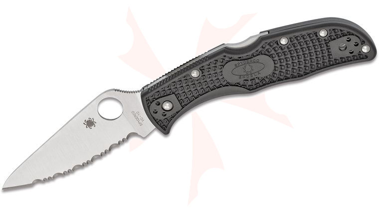 Spyderco Endela Lightweight Folding Knife 3.41 inch VG10 Satin Serrated Blade, Black FRN Handles