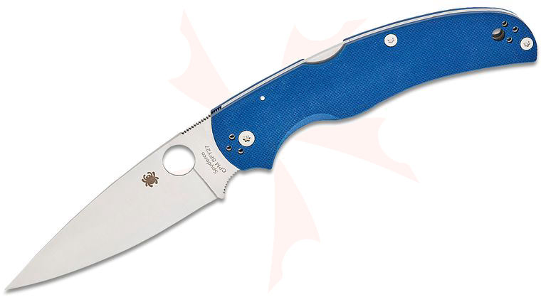 Spyderco Native Chief Lockback Folding Knife 4.02 inch CPM-SPY27 Satin Plain Blade, Cobalt Blue G10 Handles