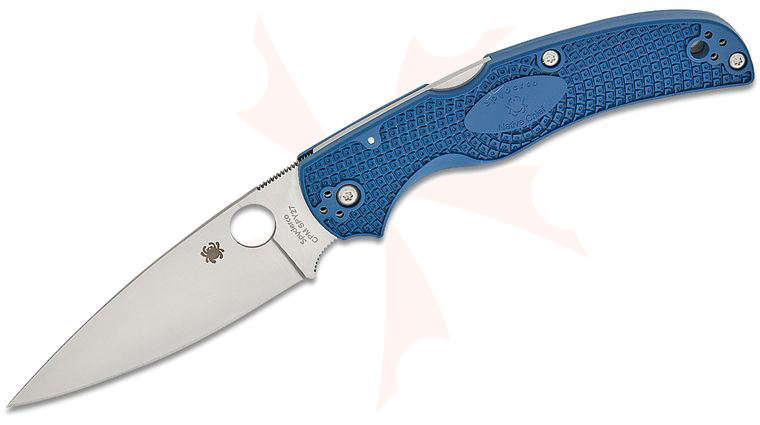 Spyderco Native Chief Lightweight Folding Knife 4.02 inch CPM-SPY27 Tumbled Plain Blade, Cobalt Blue FRN Handles