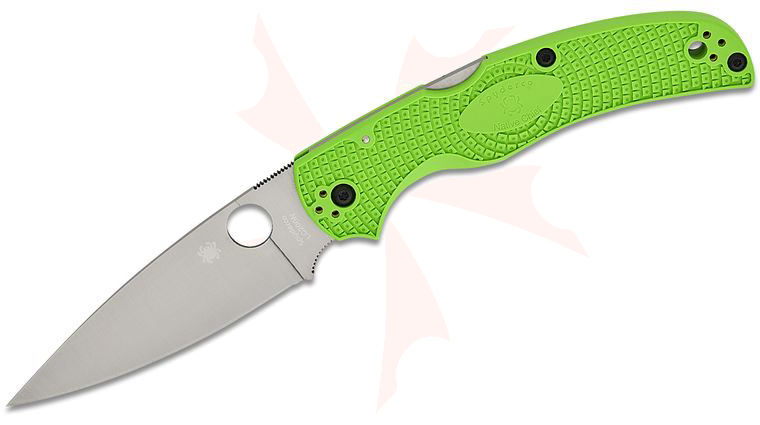 Spyderco Native Chief Lightweight Salt Folding Knife 4.02 inch LC200N Satin Plain Blade, Green FRN Handles