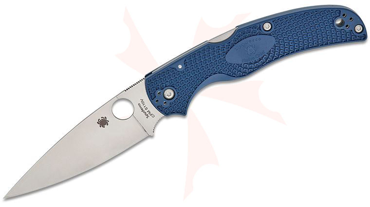 Spyderco Native Chief Lightweight Lockback Folding Knife 4.02 inch CPM-S110V Satin Plain Blade, Dark Blue FRN Handles