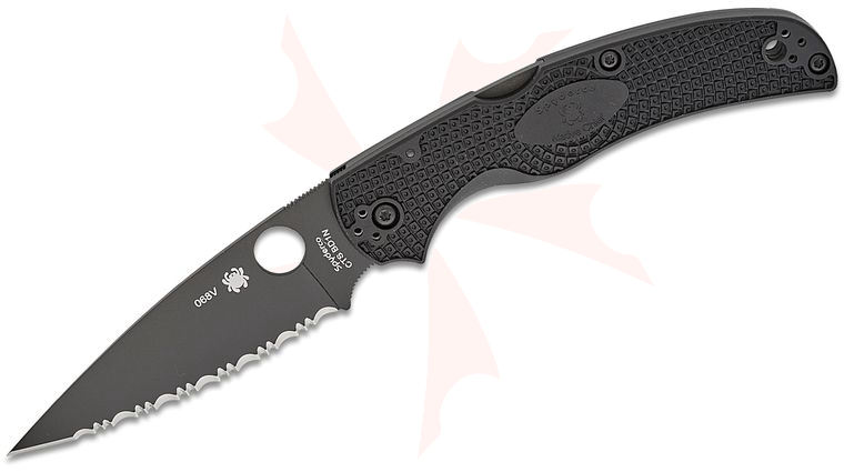 Spyderco Native Chief Lightweight Folding Knife 4.02 inch CTS-BD1N Black DLC Serrated Blade, Black FRN Handles