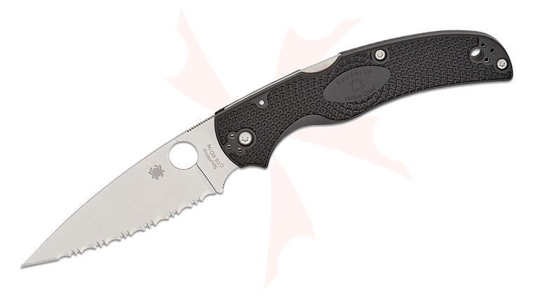 Spyderco Native Chief Lightweight Folding Knife 4.02 inch CTS-BD1N Satin Serrated Blade, Black FRN Handles