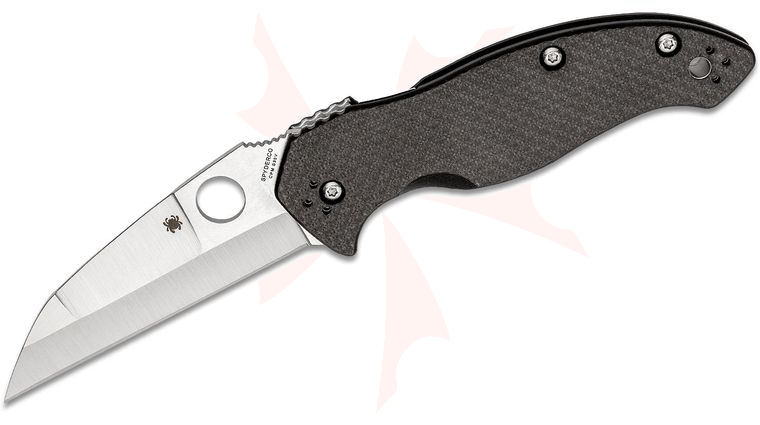 Spyderco Kelly McCann Canis Folding Knife 3.36 inch S30V Satin Plain Blade, Peel-Ply Carbon Fiber/G10 Laminate Handles