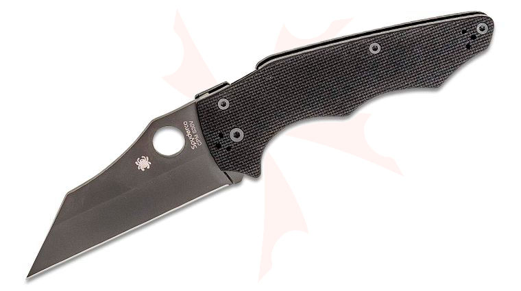 Spyderco YoJumbo Blackout Folding Knife 3.98 inch S30V Black DLC Plain Blade, Coarse Black G10 Handles