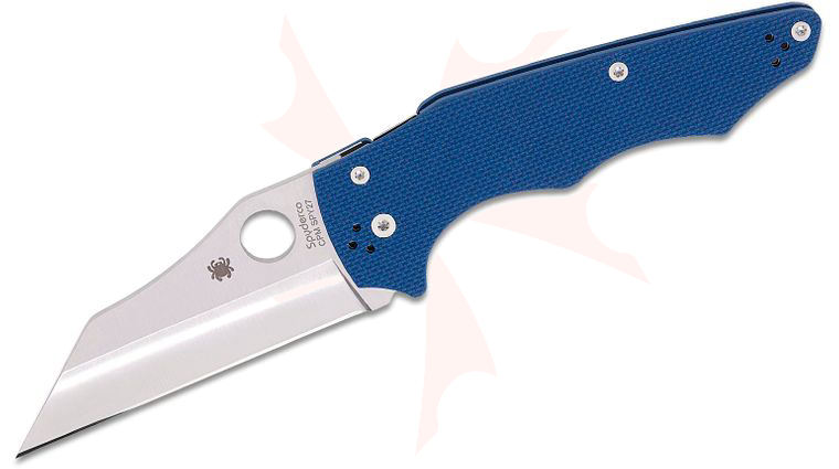 Spyderco YoJumbo Folding Knife 3.98 inch CPM-SPY27 Satin Plain Blade, Cobalt Blue G10 Handles