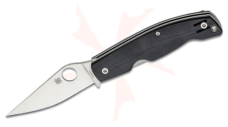 Spyderco Pattadese Ethnic Series Folding Knife 3.16 inch M390 Satin Plain Blade, Contoured Black G10 Handles
