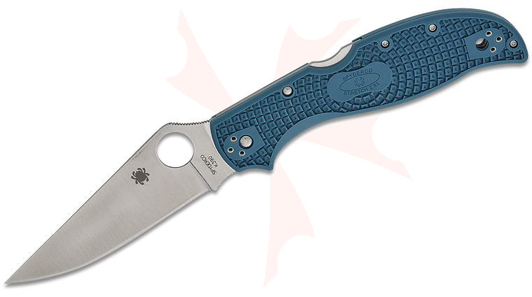 Spyderco Stretch 2 XL Lightweight Folding Knife 3.99 inch K390 Satin Modified Clip Point Plain Blade, Blue FRN Handles