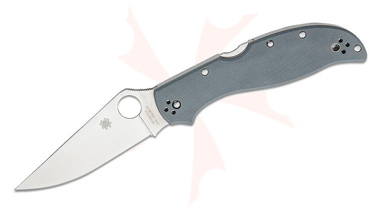 Spyderco Stretch 2XL Folding Knife 3.99 inch CPM-CruWear Satin Plain Blade, Gray G10 Handles