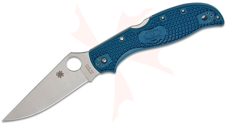 Spyderco Stretch 2 XL Lightweight Folding Knife 3.99 inch CPM-SPY27 Satin Modified Clip Point Plain Blade, Cobalt Blue FRN Handles
