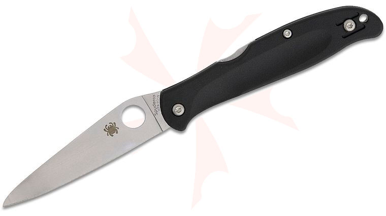 Spyderco Charisma Lightweight Lockback Folding Knife 2.98 inch CTS-BD1N Satin Plain Blade, Black FRN Handles, Reversible Wire Clip