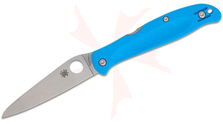 Spyderco Charisma Lightweight Lockback Folding Knife 2.98 inch CTS-BD1N Satin Plain Blade, Blue FRN Handles, Reversible Wire Clip