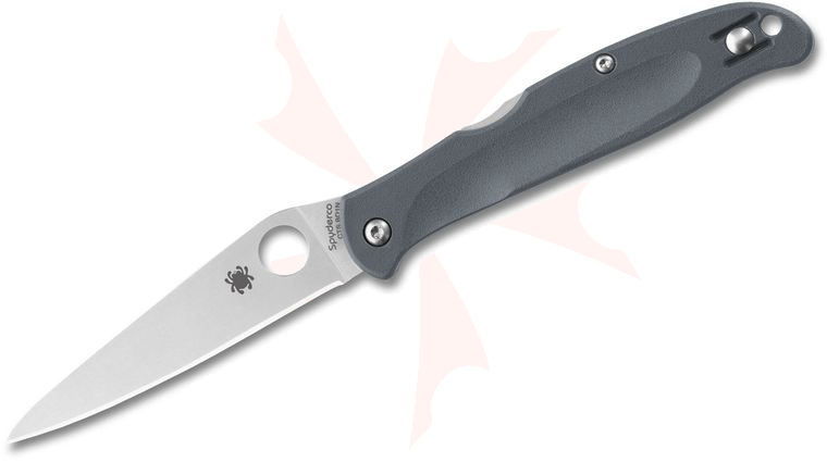Spyderco Charisma Lightweight Lockback Folding Knife 2.98 inch CTS-BD1N Satin Plain Blade, Gray FRN Handles, Reversible Wire Clip
