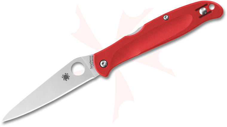Spyderco Charisma Lightweight Lockback Folding Knife 2.98 inch CTS-BD1N Satin Plain Blade, Red FRN Handles, Reversible Wire Clip