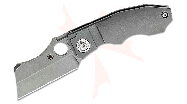 Spyderco Stovepipe Folding Knife 2.78 inch CPM-20CV Dark Stonewashed Cleaver Blade, Dark Titanium Handles