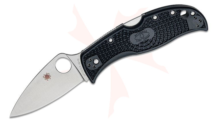 Spyderco LeafJumper Folding Knife 3.09 inch VG10 Satin Leaf Shaped Plain Blade, Black FRN Handles