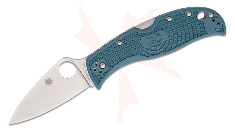 Spyderco LeafJumper Folding Knife 3.09 inch K390 Satin Leaf Shaped Plain Blade, Blue FRN Handles
