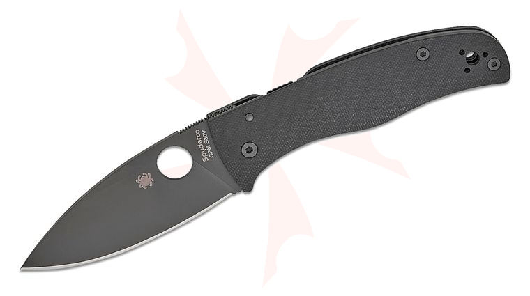 Spyderco Bodacious Compression Lock Folding Knife 3.66 inch S30V Black DLC Leaf Shaped Plain Blade, Smooth Black G10 Handles