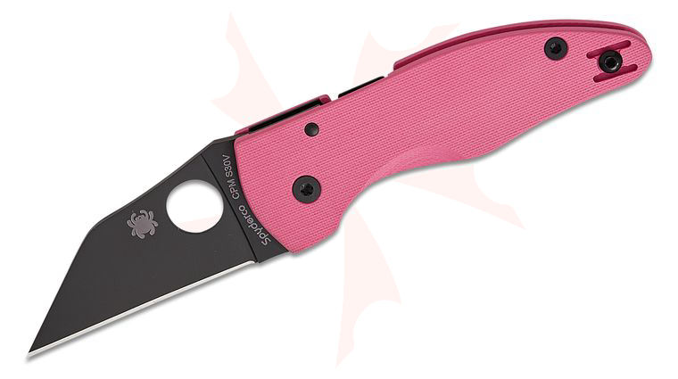Spyderco MicroJimbo Sprint Run Folding Knife 2.45 inch CPM-S30V Black DLC Plain Blade, Pink G10 Handles