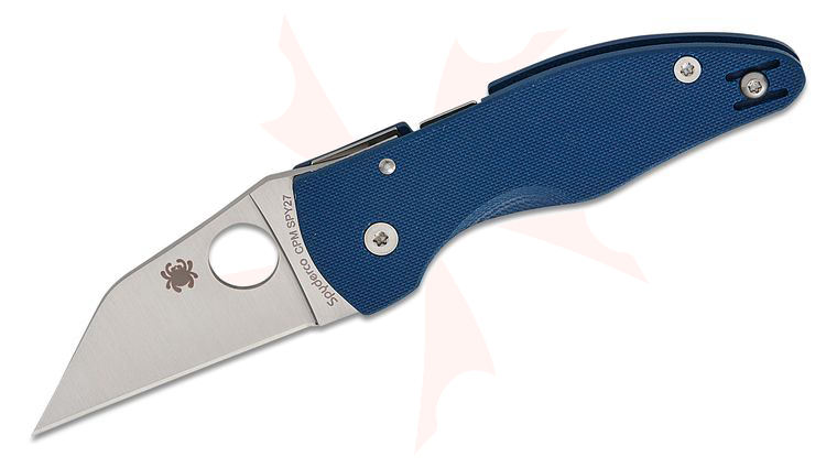 Spyderco MicroJimbo Folding Knife 2.45 inch CPM-SPY27 Satin Plain Blade, Cobalt Blue G10 Handles