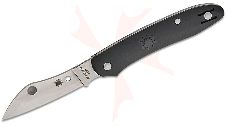 Spyderco Roadie XL Double Dent Slipjoint Folding Knife 2.74 inch Bohler M398 Satin Sheepsfoot Blade, Black FRN Handles