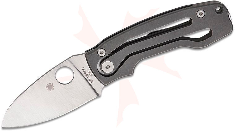 Spyderco PITS 2 Slipjoint Folding Knife 2.74 inch M390 Satin Drop Point Blade, Skeletonized Titanium Handles