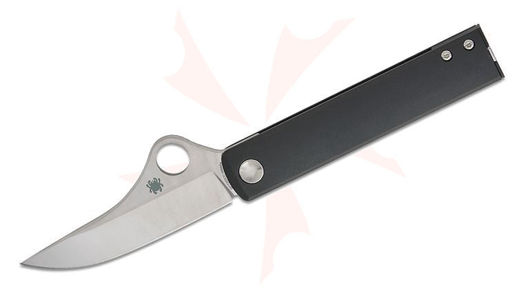 Spyderco Riccardo Gobbato Essenza Liner Lock Folding Knife 3.19 inch N690Co Satin Straight Back Blade, Black Aluminum Handles