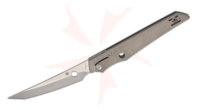 Spyderco Paul Alexander COBOL Ball Joint SLIPIT Front Flipper Knife 3.63 inch M390 Satin Compound Tanto Blade, Machined Titanium Handles, Reversible Wire Clip