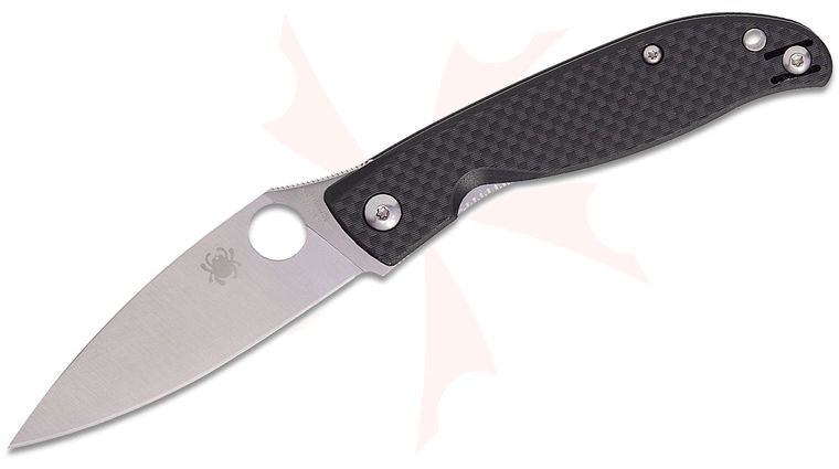 Spyderco Mantra 4 Liner Lock Front Flipper Knife 3.34 inch Satin Leaf-Shaped Plain Blade, Peel-Ply Carbon Fiber/G10 Laminate Handles, Reversible Wire Clip
