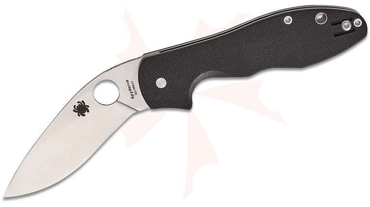 Spyderco Ed Schempp Retract Liner Lock Folding Knife 3.4 inch 9Cr18MoV Satin Plain Blade, Black G10 Handles, Reversible Wire Clip