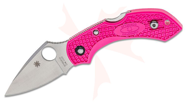 Spyderco Dragonfly 2 Lightweight Folding Knife 2.28 inch S30V Satin Plain Blade, Pink FRN Handles
