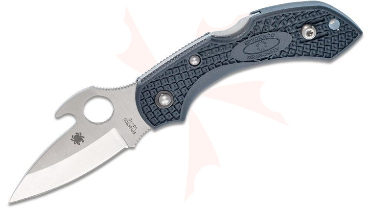 Spyderco Dragonfly 2 Emerson Opener Folding Knife 2.28 inch VG10 Satin Plain Blade with Wave, Dark Gray FRN Handles