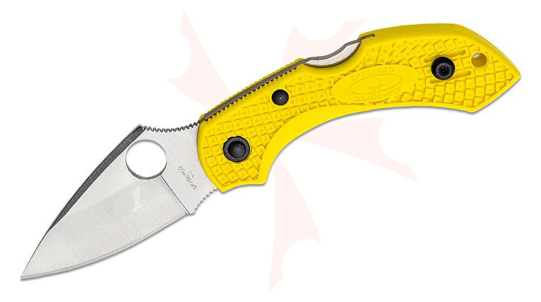 Spyderco Dragonfly 2 Salt Folding Knife 2.25 inch H2 Satin Plain Blade, Yellow FRN Handles