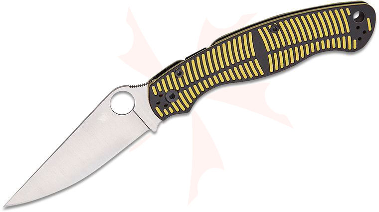Spyderco Military 2 Salt Compression Lock Folding Knife 4 inch CPM-MagnaCut Satin Plain Blade, Yellow/Black G10 Handles