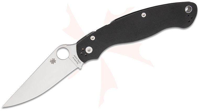 Spyderco Military 2 Compression Lock Folding Knife 4 inch S30V Satin Plain Blade, Black G10 Handles