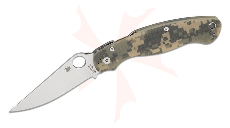 Spyderco Military 2 Compression Lock Folding Knife 4 inch S30V Satin Plain Blade, Camo G10 Handles