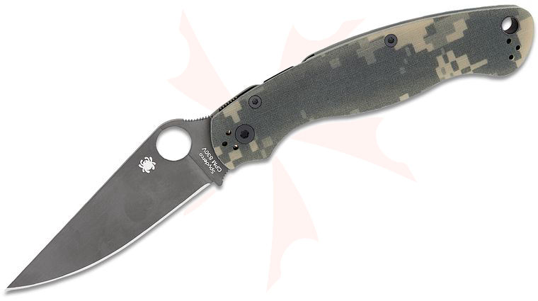 Spyderco Military 2 Compression Lock Folding Knife 4 inch S30V Black DLC Plain Blade, Camo G10 Handles