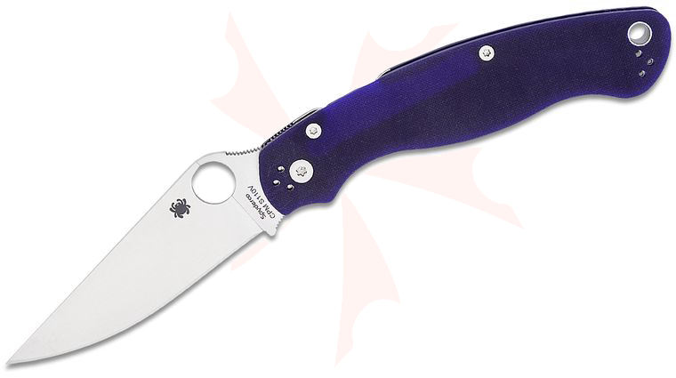 Spyderco Military 2.0 Compression Lock Folding Knife 4 inch CPM-S110V Satin Plain Blade, Blue/Purple (Blurple) G10 Handles