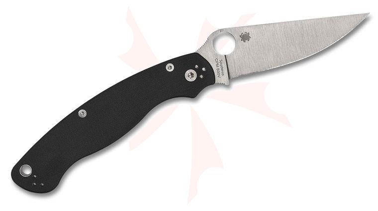 Spyderco Military 2 Left Handed Compression Lock Folding Knife 4 inch S30V Satin Plain Blade, Black G10 Handles